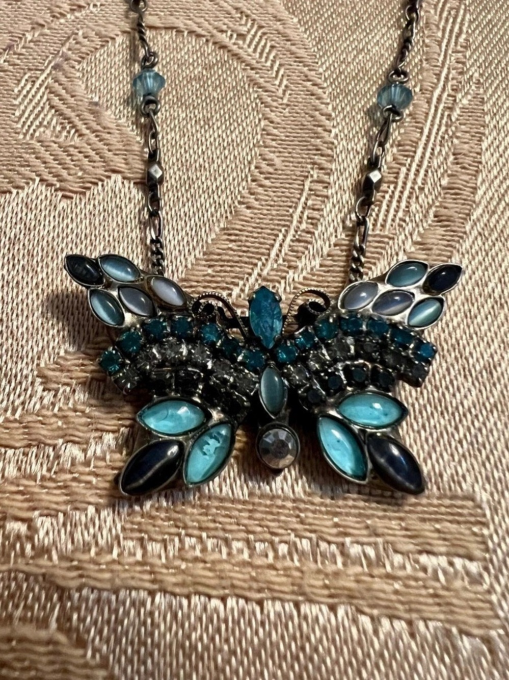 Sorrelli Butterfly Pendant Necklace in Blue & Black